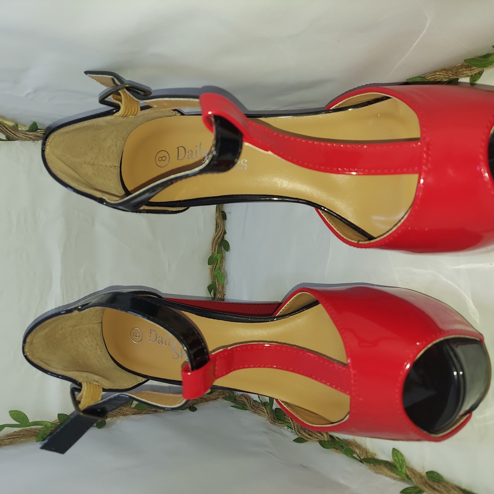 Elegant Red and Black High Heel Shoes